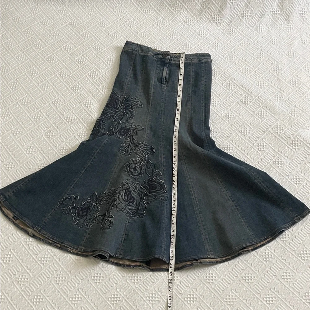 Roberto Cavalli Denim Skirt with Embroidery